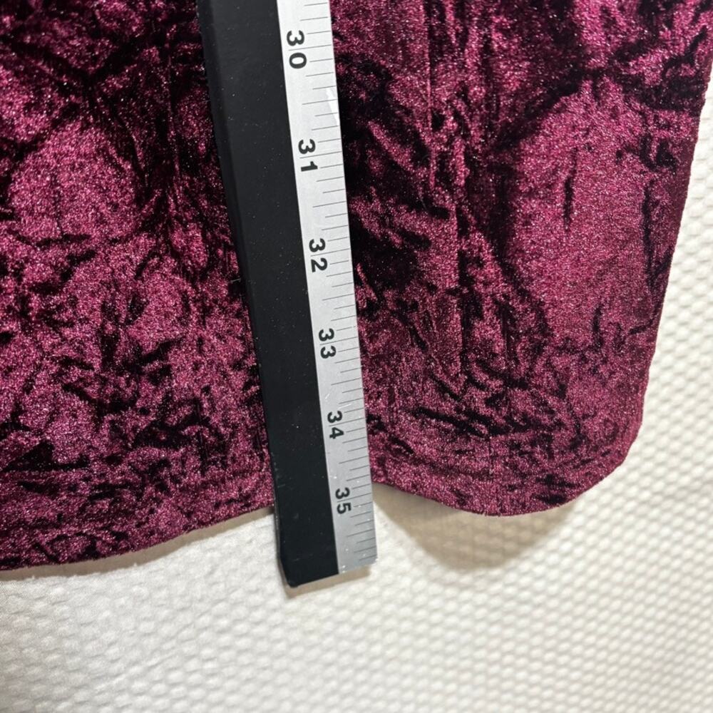 Lumiere Women's Burgundy Crushed Velvet Pockets Shirt Dress Size M Holiday Party - Picture 9 of 10